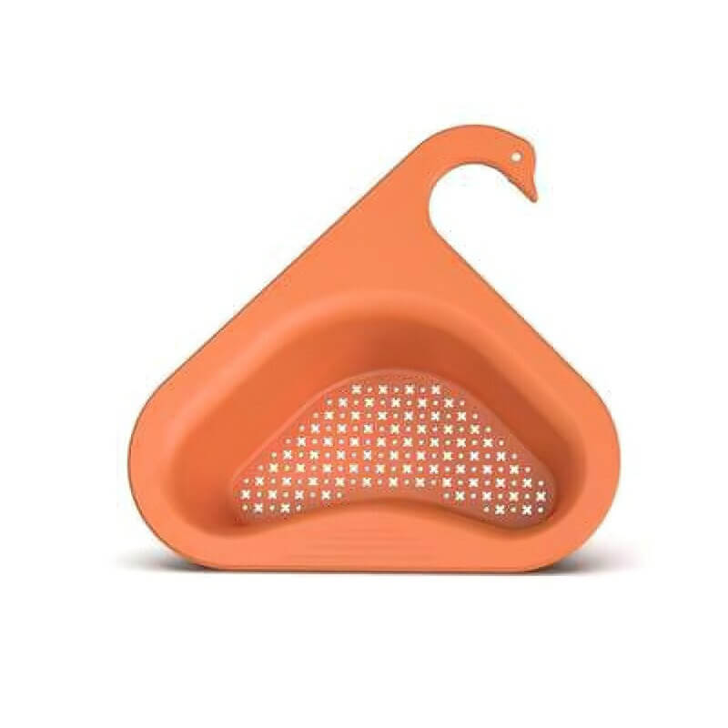 Hengende vaskesil i plast som effektivt fanger matrester og holder kjøkkenvasken ren og fri.