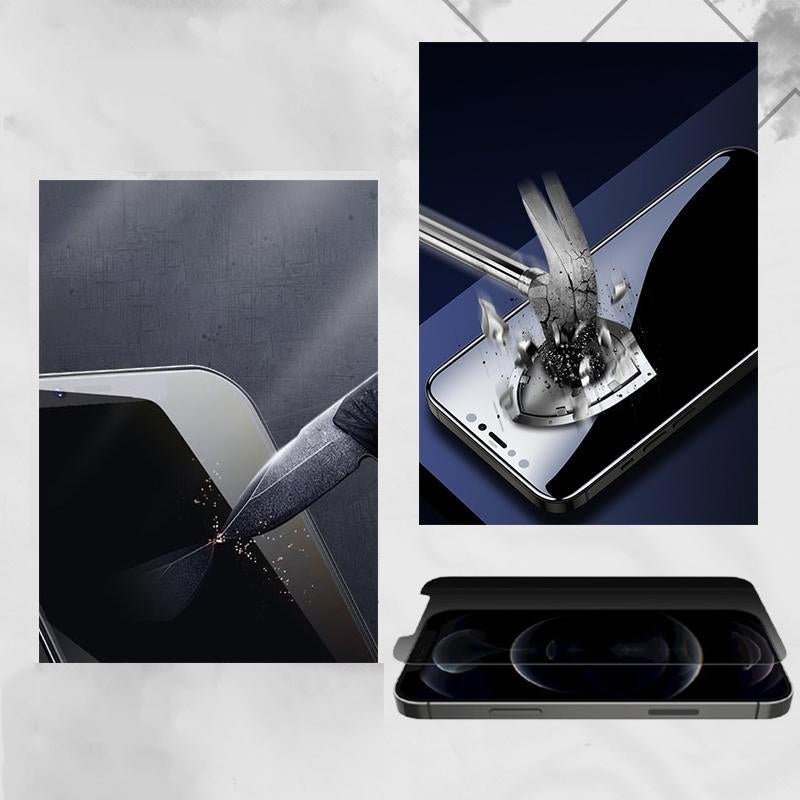 "Herdet glass skjermbeskytter for iPhone med personvern, sterk beskyttelse mot riper, ultraklar, enkel installasjon."