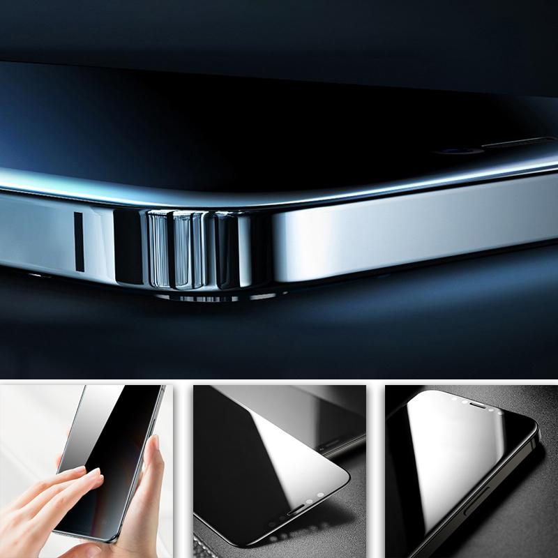 "Herdet glass skjermbeskytter for iPhone med personvern, sterk beskyttelse mot riper, ultraklar, enkel installasjon."
