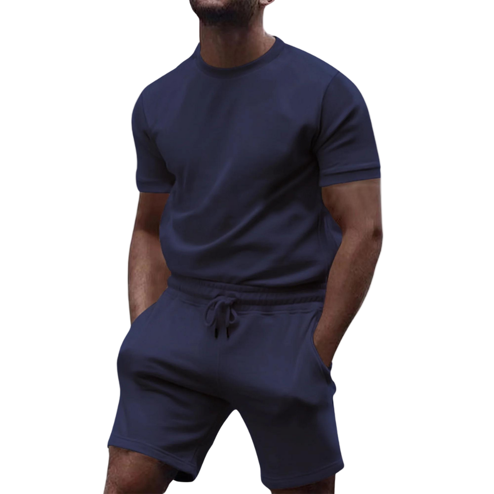 Herre avslappet T-skjorte og shorts sett. Komfortabelt to-delt sommersett for fritidsklær og hverdagsstil.