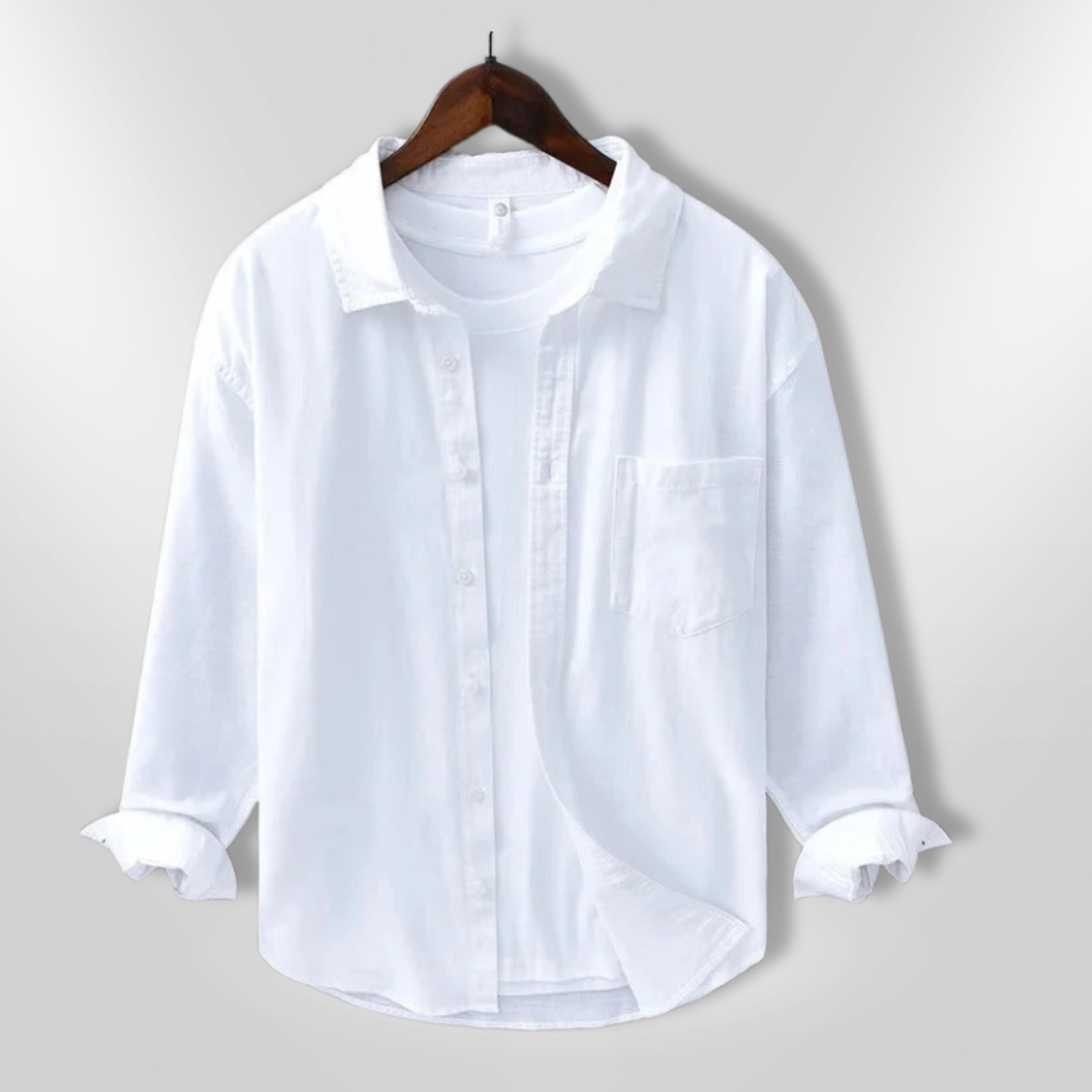 Herre chemise bluse for en avslappet og stilfull look, egnet for både hverdag og formelle anledninger.