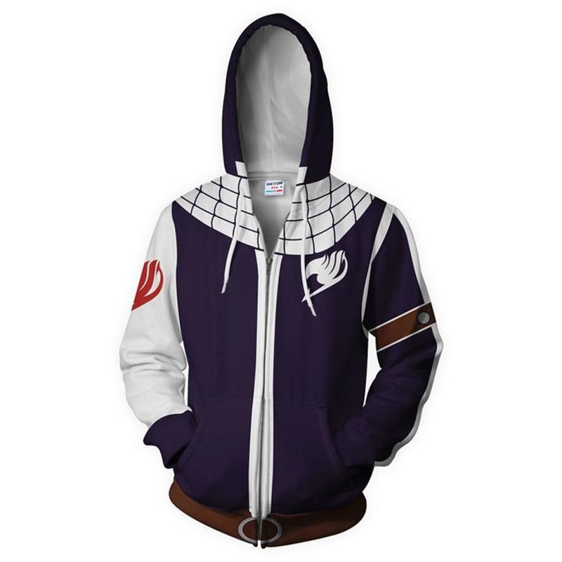 Komfortabel herre hettegenser i Fairy Tail anime stil. Ideell for gatemote og fritidsbruk.