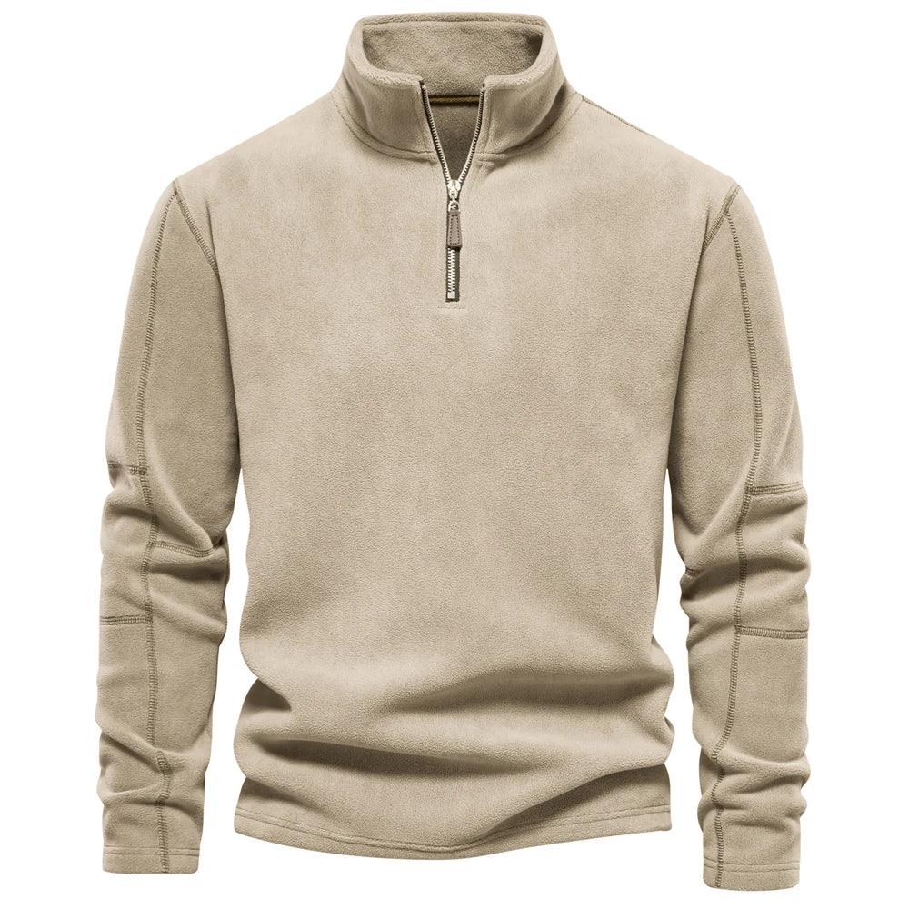 Stilig herre glidelåsjakke i fleece, designet for mennsmote og allsidig bruk. Med vendbar krage.