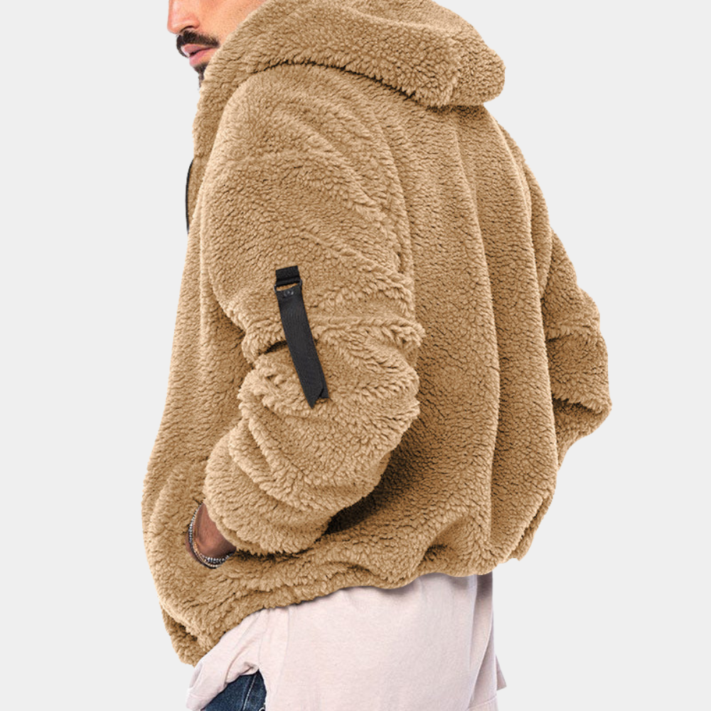 Ensfarget herre hettegenser, basic og stilig. Komfortabel for casual bruk, myk og varm.