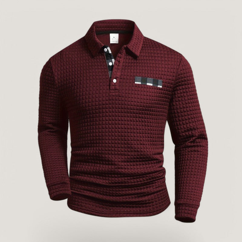 Myk, komfortabel langermet t-skjorte for herre. Stripete design i polyester/elastan, perfekt for fritid.