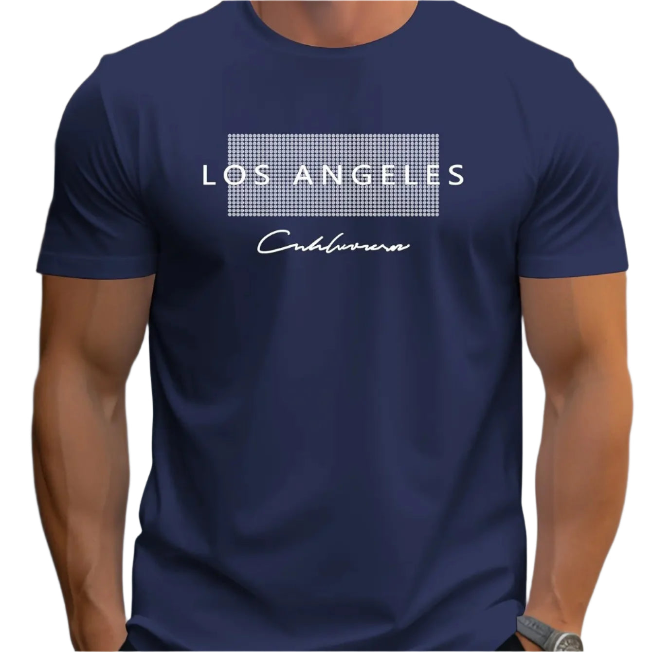 Herre Los Angeles grafisk t-skjorte i slim fit, hvit med stilrent LA-motiv. Perfekt for urban og casual stil.