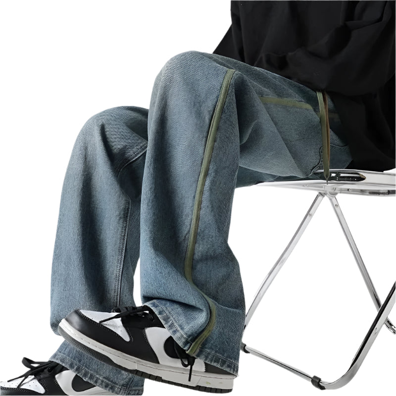 Herre oversized jeans med elastisk midje for optimal komfort og moderne casual stil.