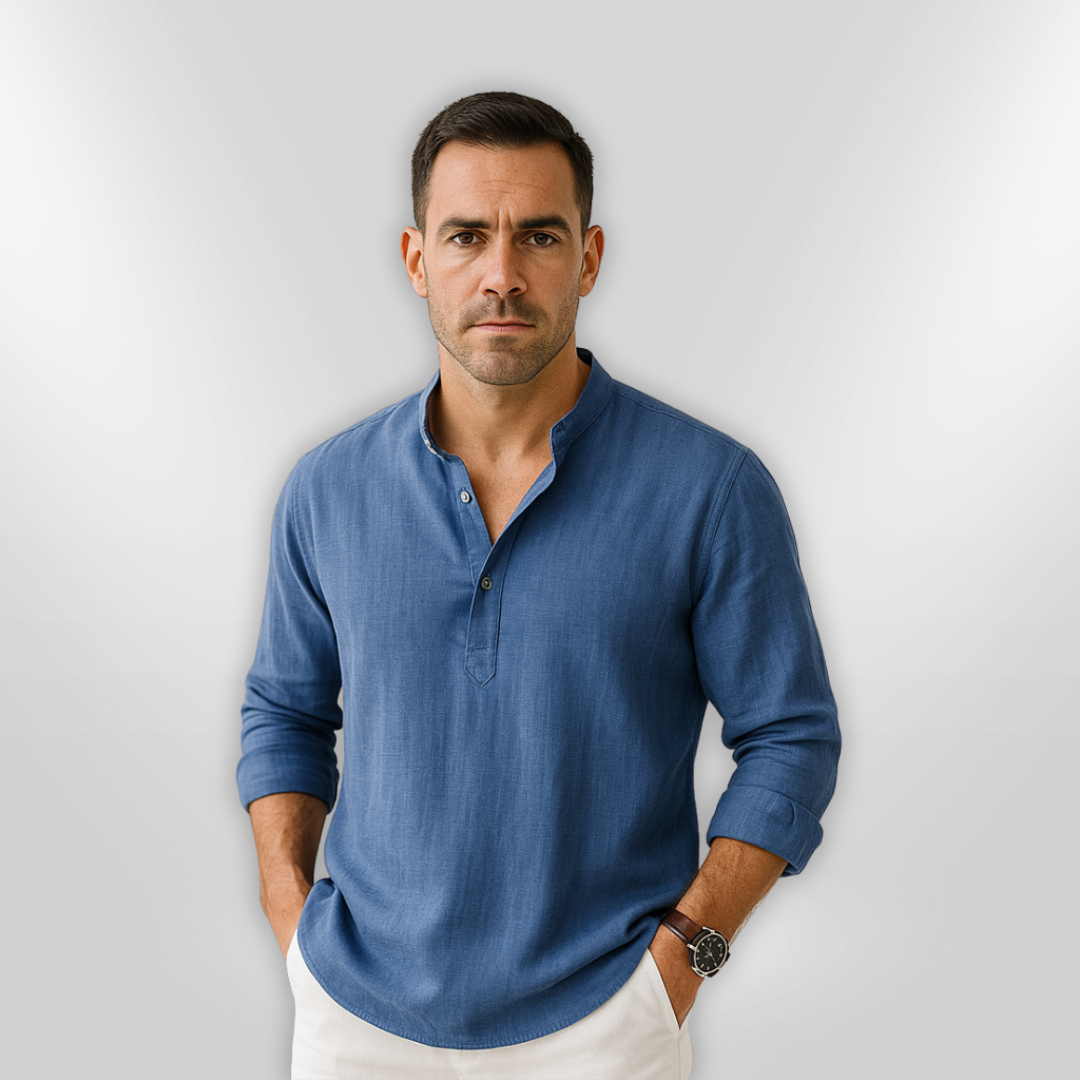 Herremote: Stilfull og komfortabel herre polo skjorte med elegant tunisisk krage.
