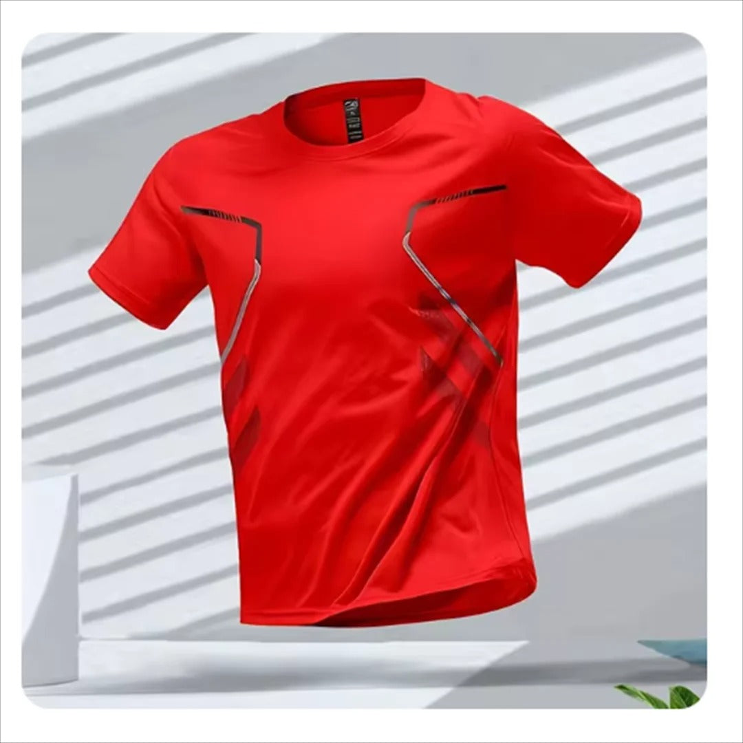 Pustende herre t-skjorte i quick dry-materiale, ideell for gym og aktiv livsstil. Lett og komfortabel.