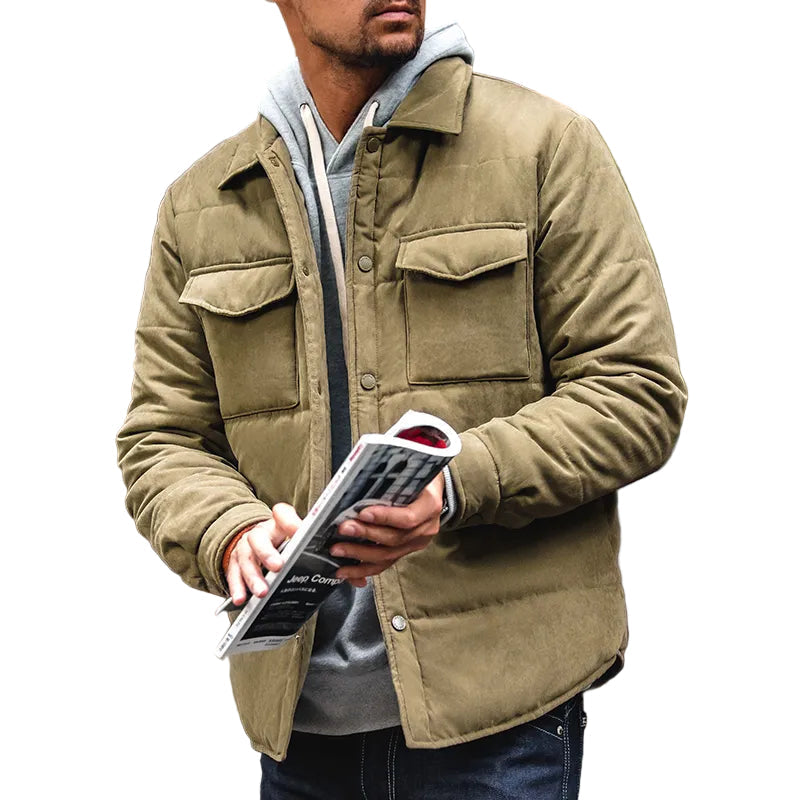 Herre Quilted Jakke, Regular Fit. Komfortabel høstjakke med knapper for menn.
