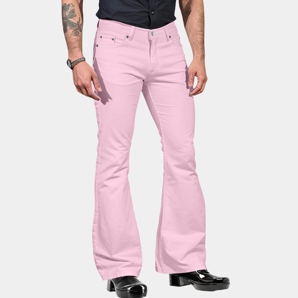 Komfortable herre stretchbukser i retro stil. Flare passform som passer til både vår- og høstsesongen.