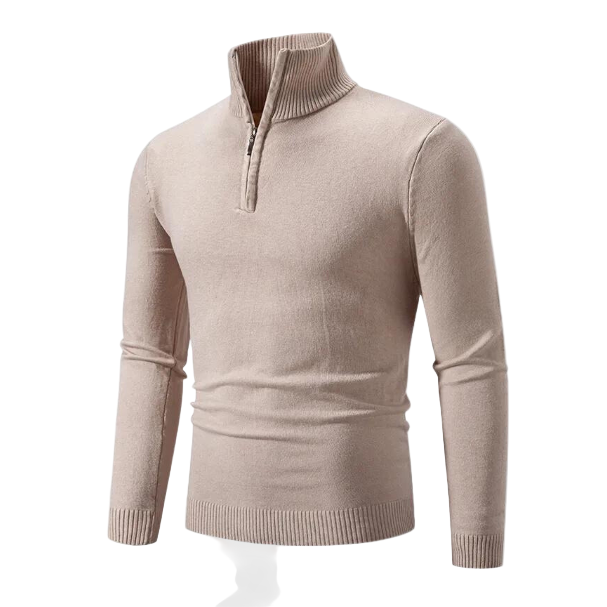Herre ribbestrikket genser med rund hals. Komfortabel og stilfull pullover for hverdag og lagpålag.