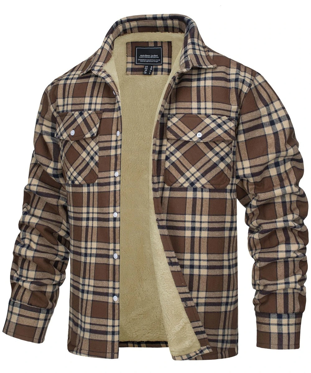 Herrejakke med plaidmønster i myk flanell, en casual og varm løsning for kjølige dager