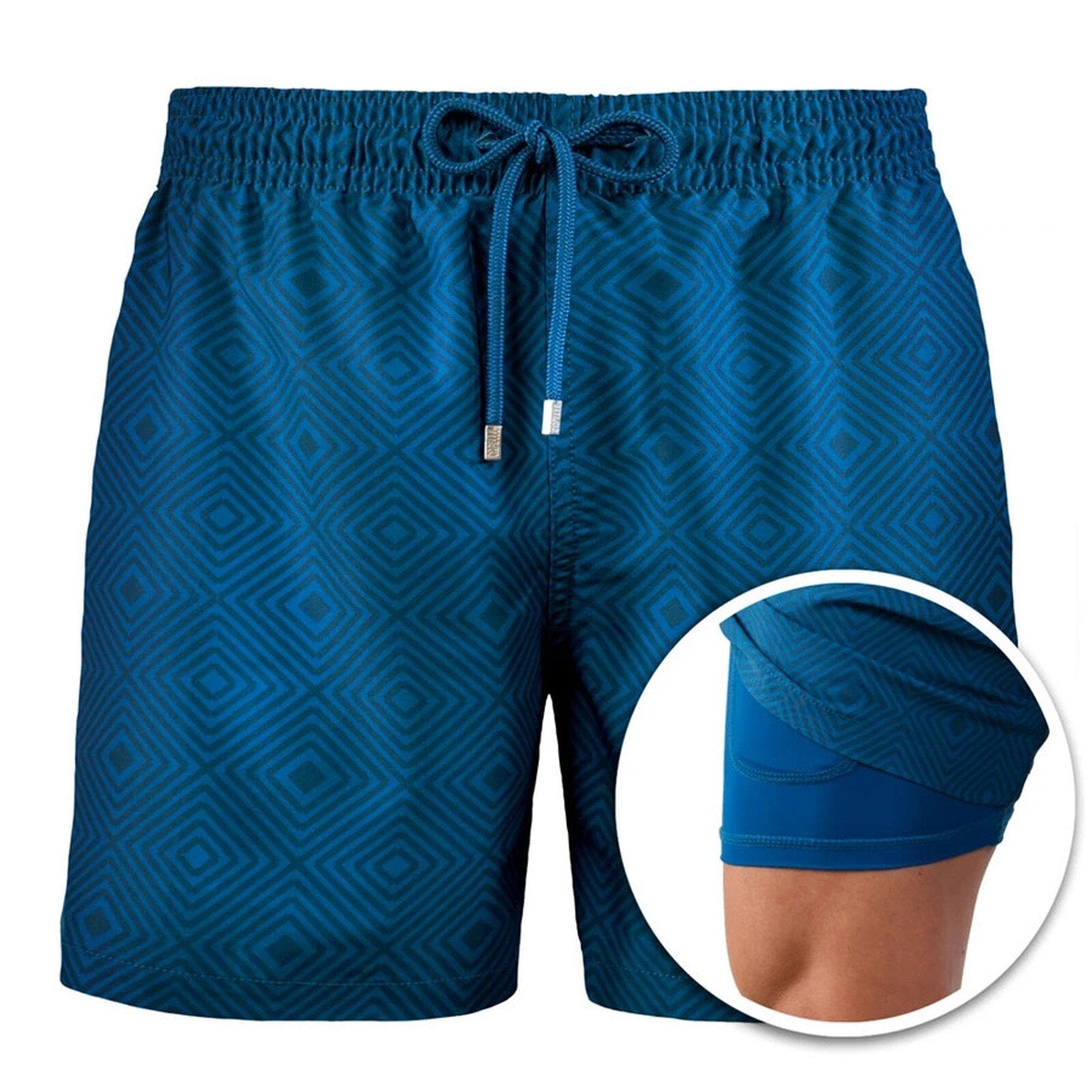 Herre strandshorts med innebygd kompresjon for optimal komfort. Perfekt badeshorts/treningsshorts.