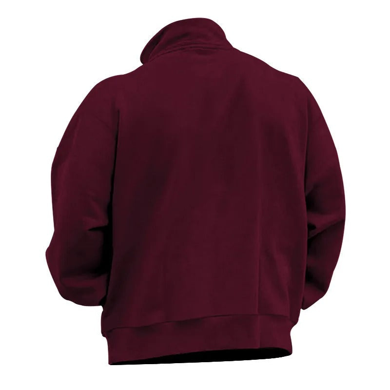 Moderne herre sweatshirt med halv glidelås og ståkrage. Tidløs stil for menn i hverdagen.