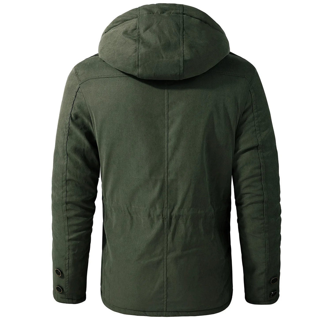 Multifunksjonell herre utility jakke, vanntett og vindtett, perfekt for høst og vinter, med hette.