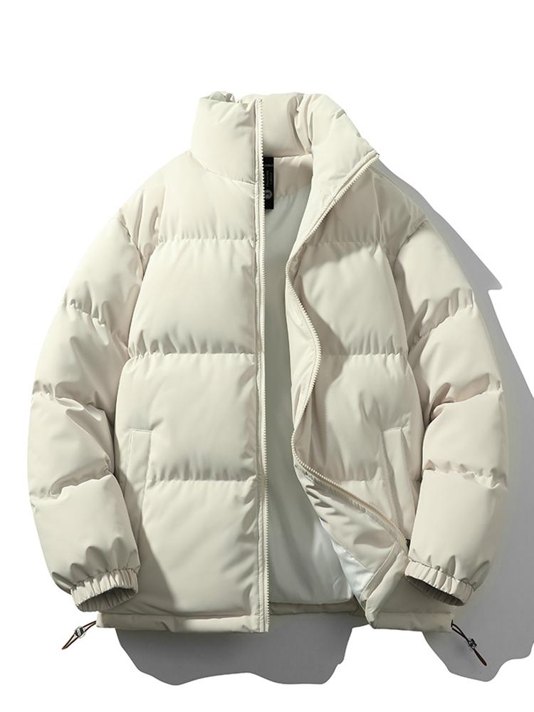 Urban casual herrejakke, quiltet og varm, med ståkrage og glidelås, for moderne menn.