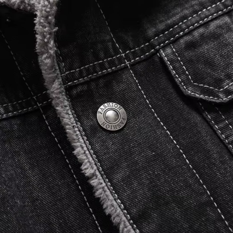 Moderne herre vinterjakke i jeans-look, med tykt og lunt fôr for optimal varme.