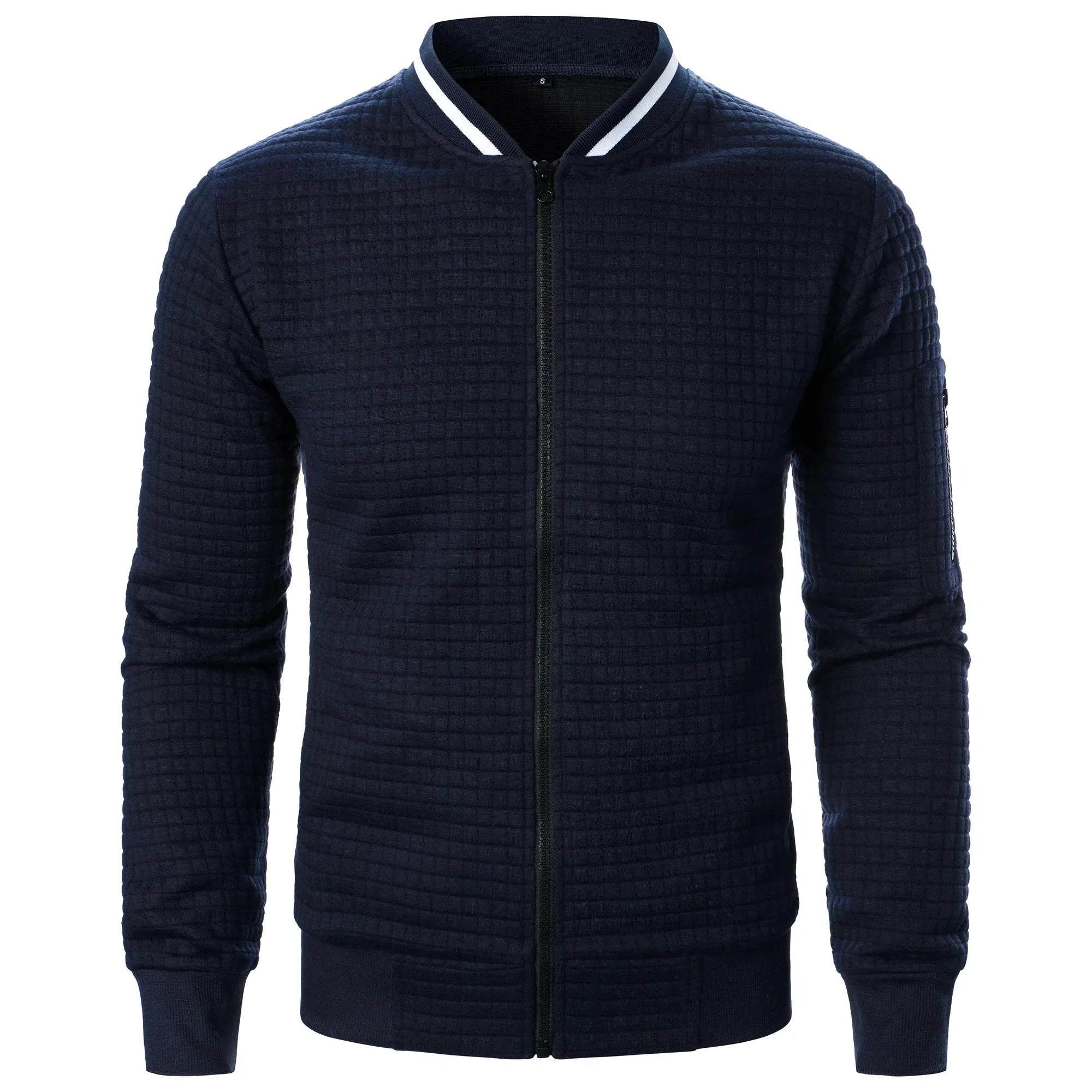 Smart-casual herrecardigan med glidelås, et komfortabelt valg for kontoret.