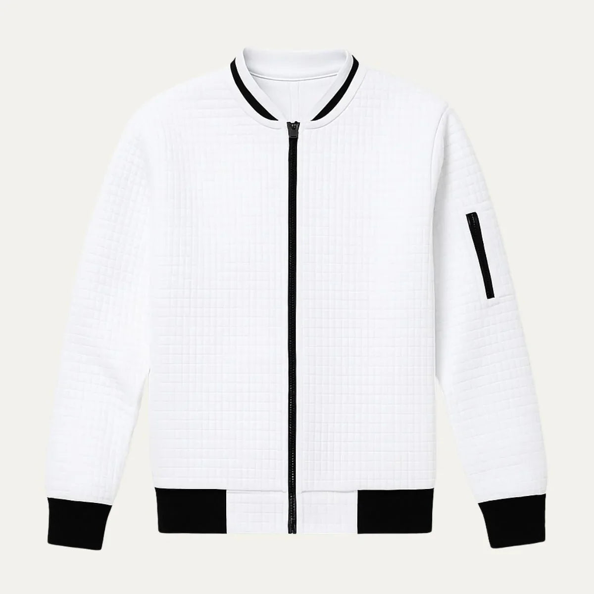 Komfortabel herrecardigan i mykt stoff med glidelås, ideell som lag-på-lag plagg.