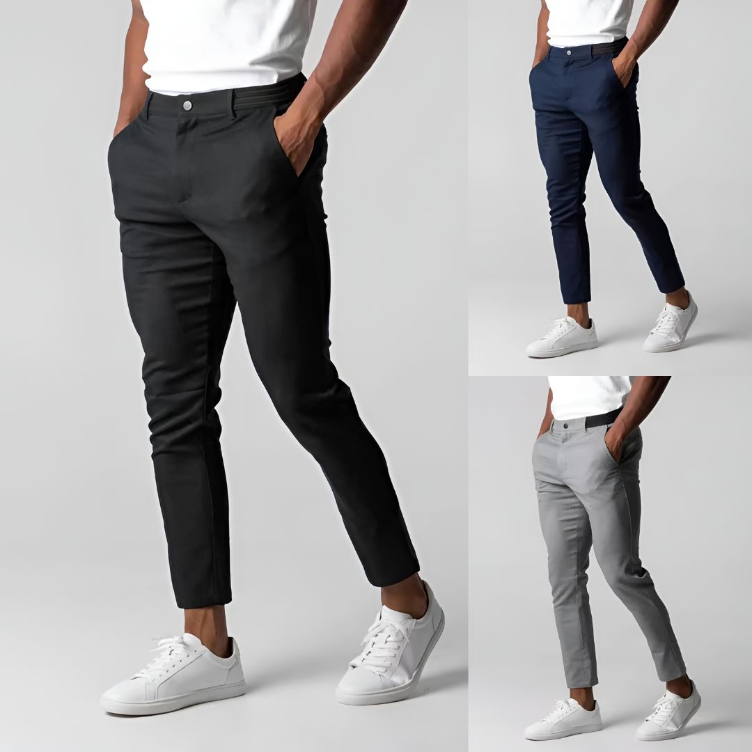 Herrechinos med moderne stretchpassform, perfekte for en komfortabel og stilfull look til enhver anledning.
