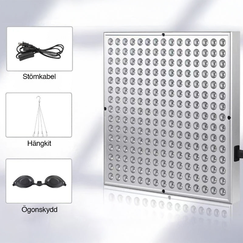 Kompakt rødlyspanel med justerbare LED-lys for effektiv rødlysterapi og generell helseforbedring