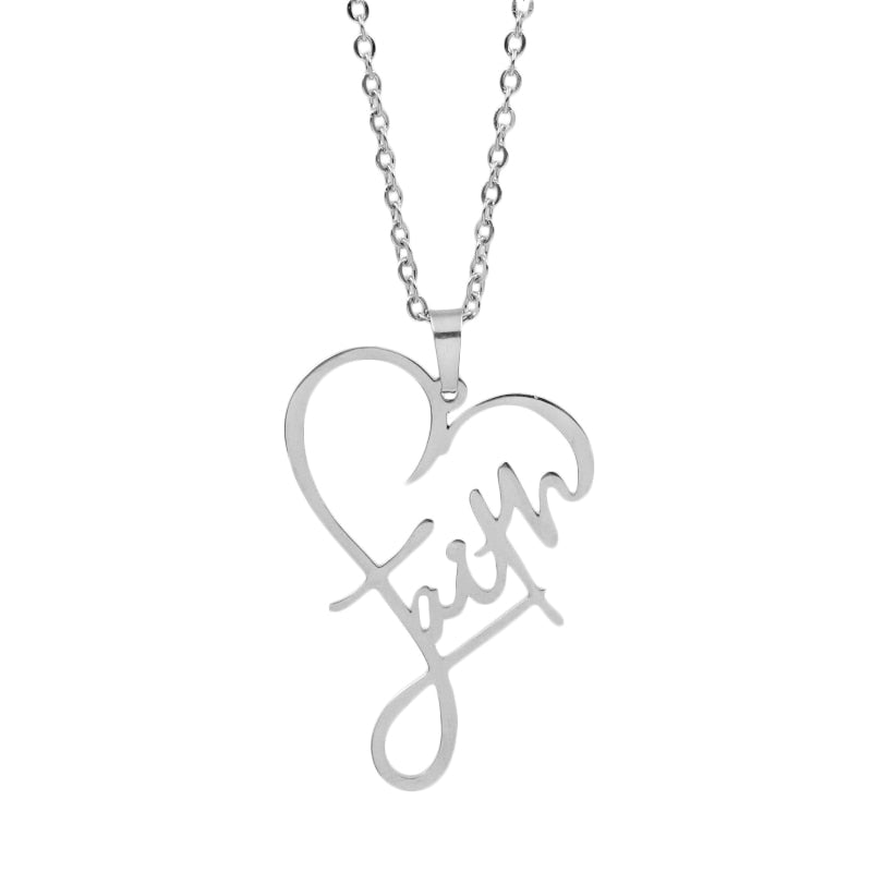 Detaljert bilde av Hjerte av Tro anheng, glitrende, elegant smykke med hjerte symbol, tro, kvinner