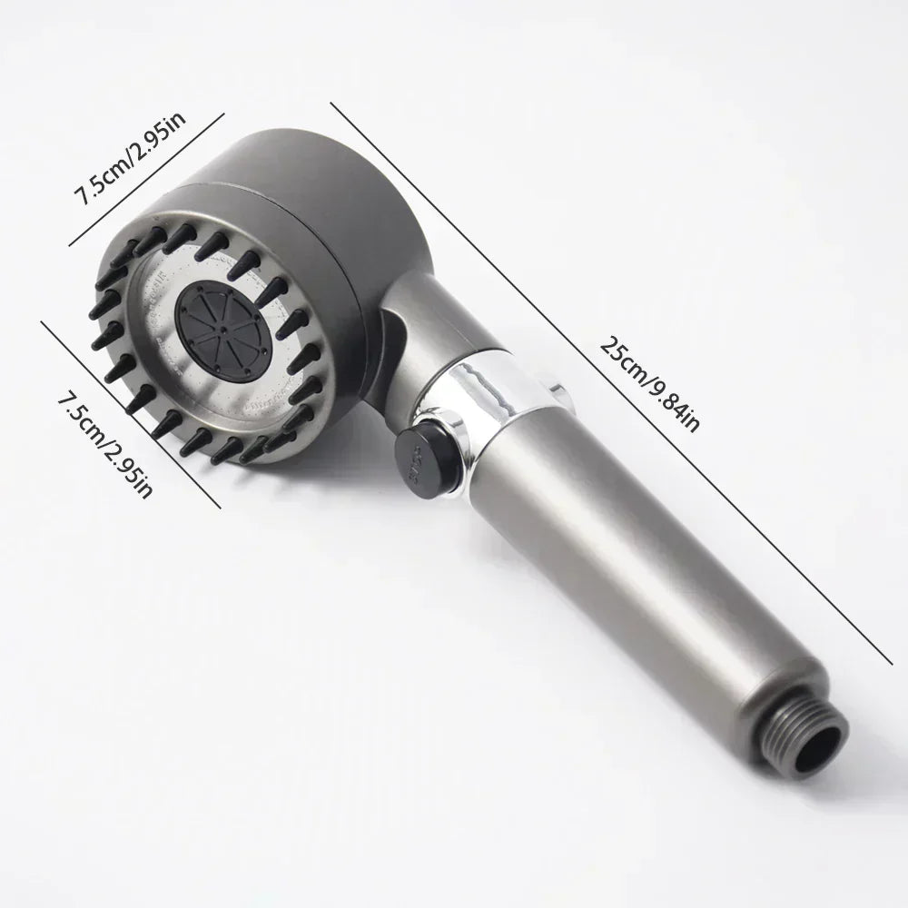 Høytrykk-dusjhode med 3 innstillinger, vannfiltrering, kromfinish, ergonomisk design, for en revitaliserende dusj.