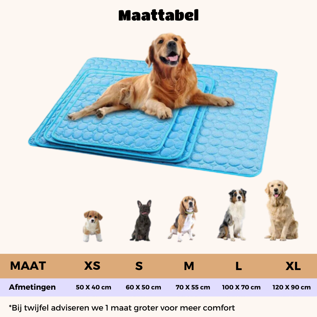 Slitesterk kjølematte i moderne design, holder hunden sval og fornøyd i sommervarmen.