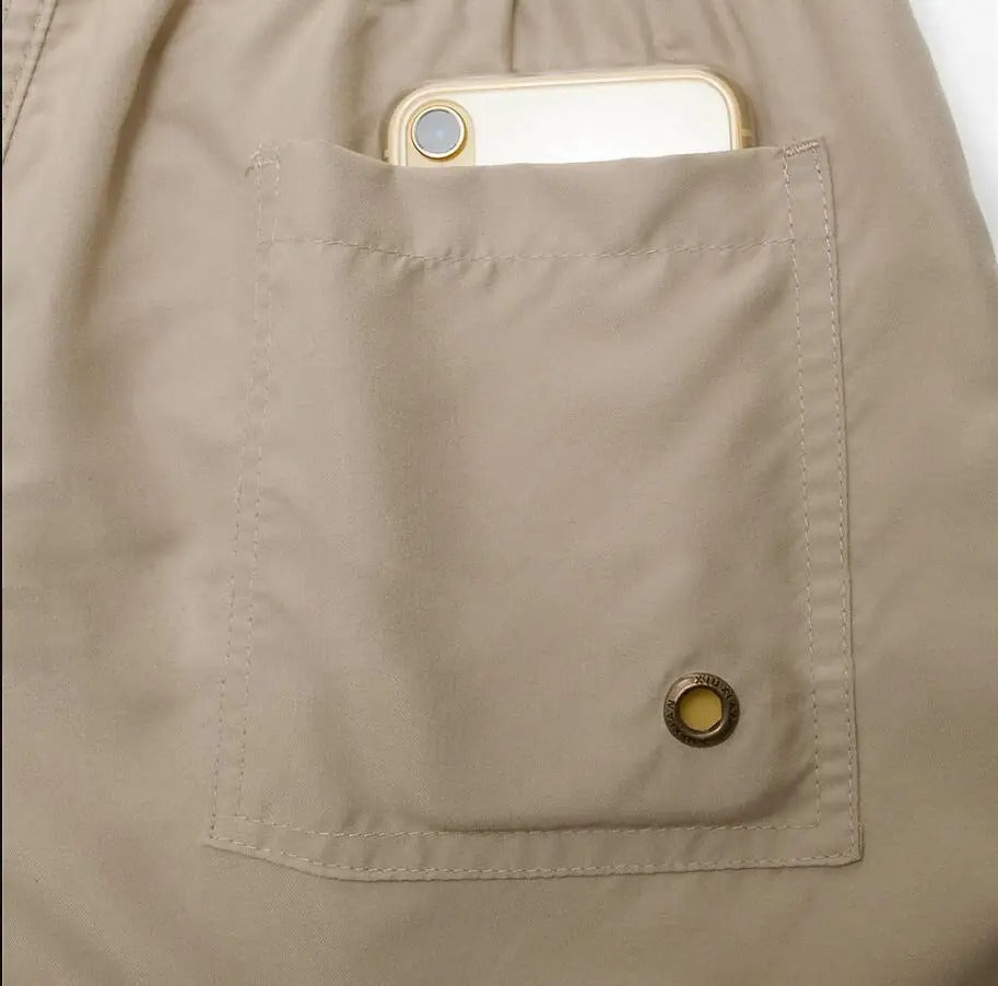 Hurtigtørkende badebukser menn, med glidelåslomme, trygg oppbevaring for småting på stranden