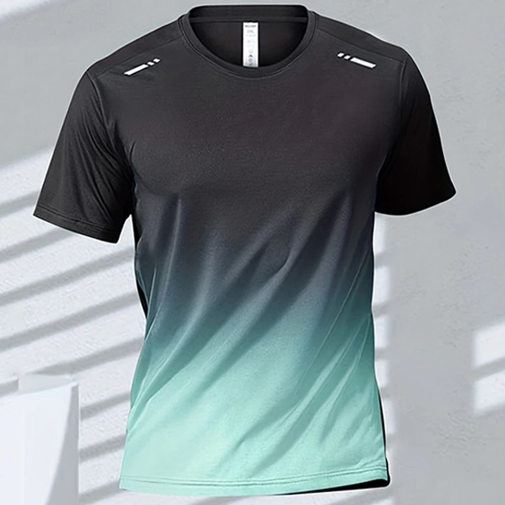 Sporty T-skjorte for menn med gradientdesign, pustende og ideell for fritid og trening