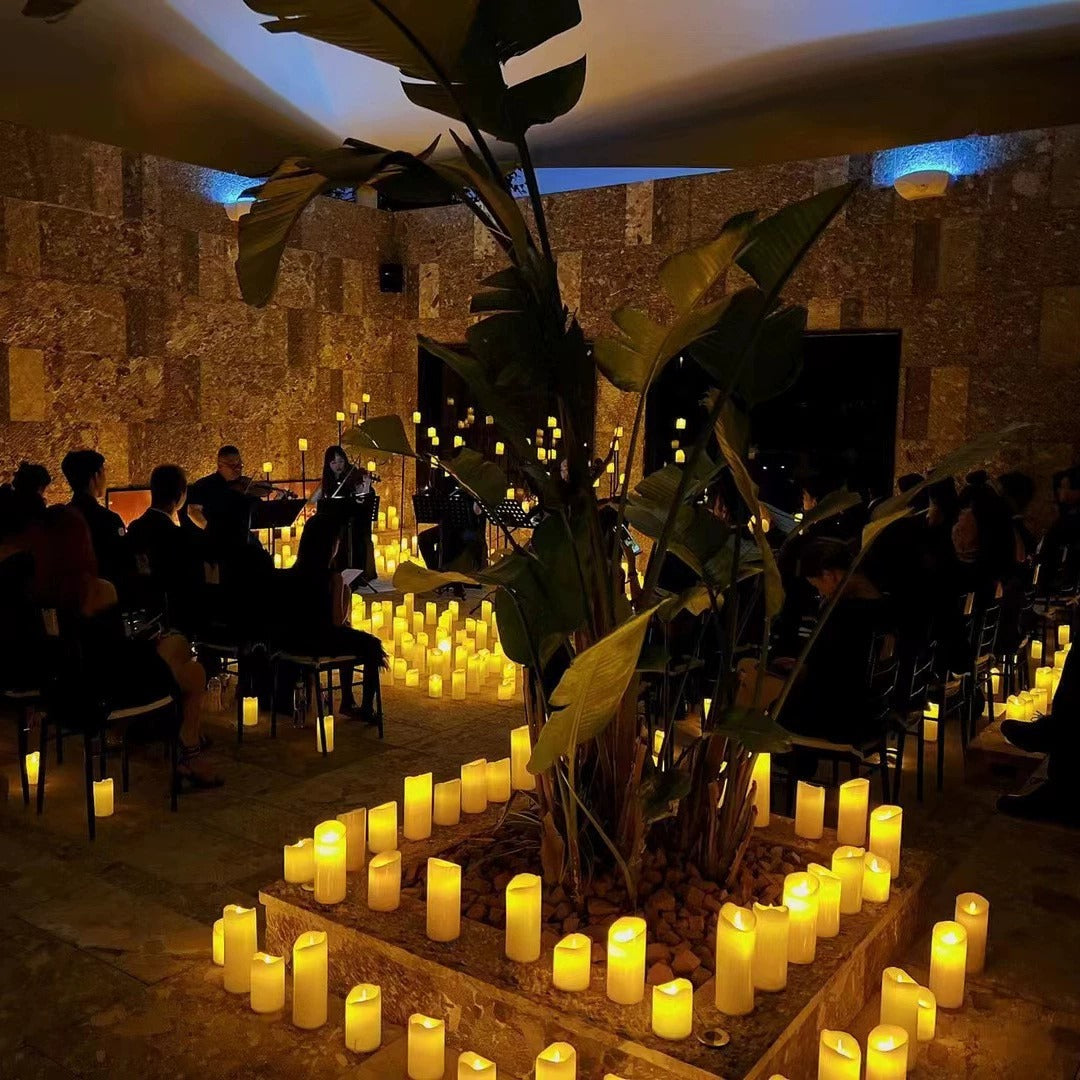 LED Blokklys Sett - 3 Stk. - 3D Flamme - Flere Farger