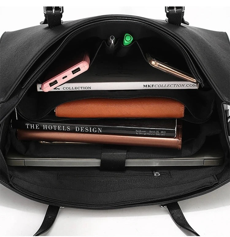 Waterproof PU leather laptop bag for women