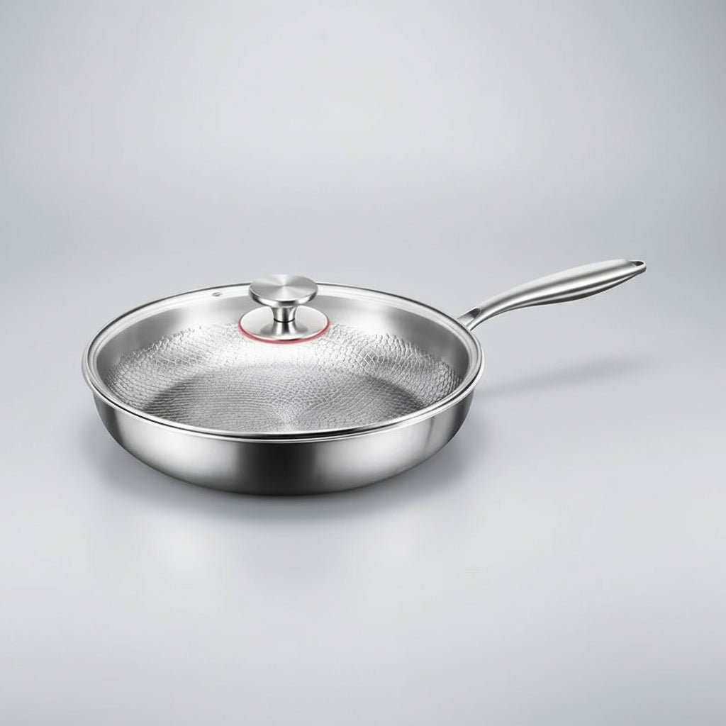 Allsidig induksjons stekepanne, håndhamret titan med nonstick belegg. Ideell for all type matlaging.