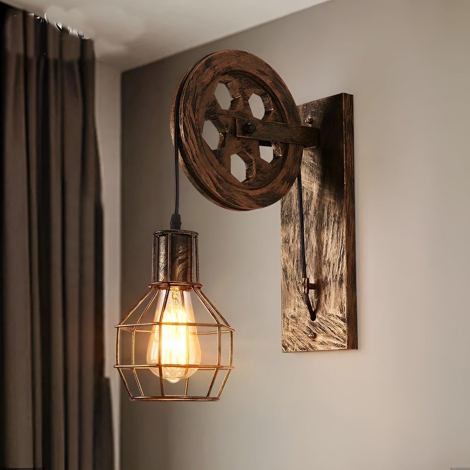 Moderne industriell LED vegglampe gir stemningslys. Energibesparende designlampe for hjem og stue.