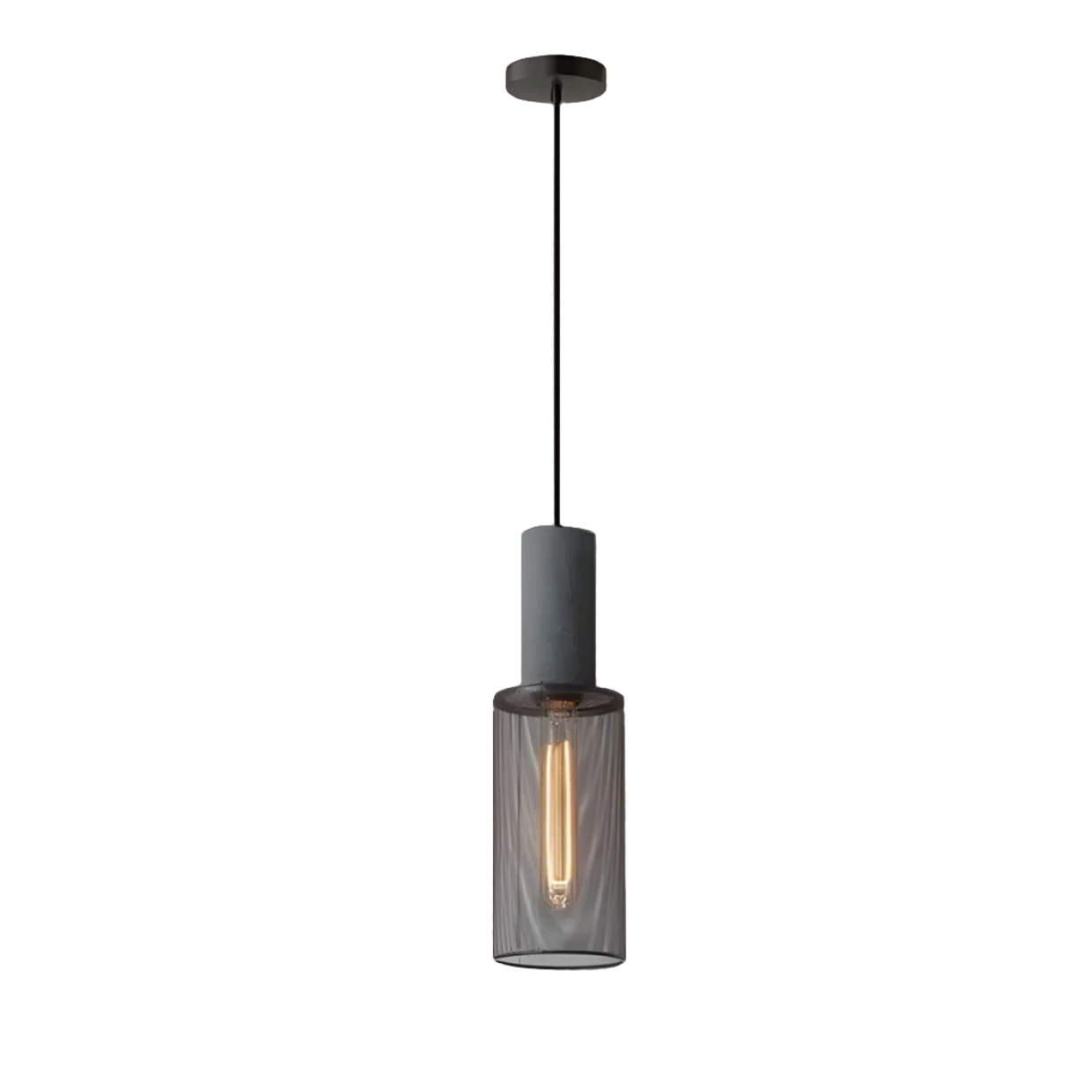 Industriell pendellampe i betong og jern med moderne design, tilfører stil og eleganse til ethvert rom.