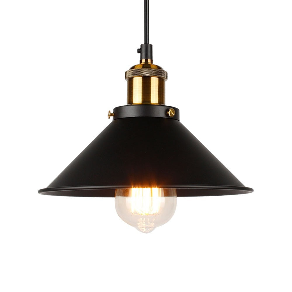 Industriell retro pendellampe i svart metall, taklampe for et stilig hjemmekontor