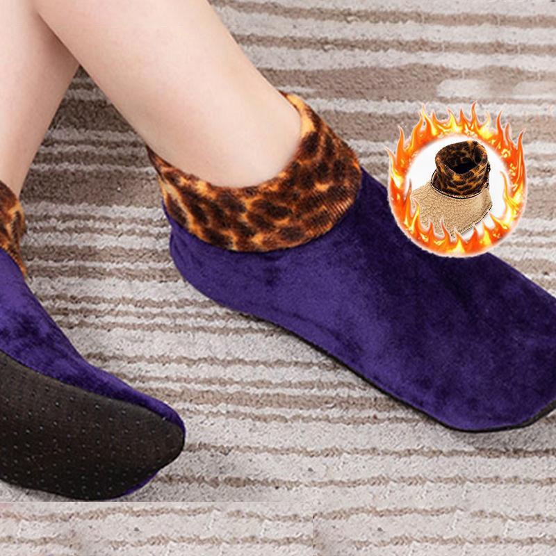 Innendørs termiske sklisokker med anti-slip, naturlig bomullsfôr, tilgjengelig i flere farger for komfort og varme.