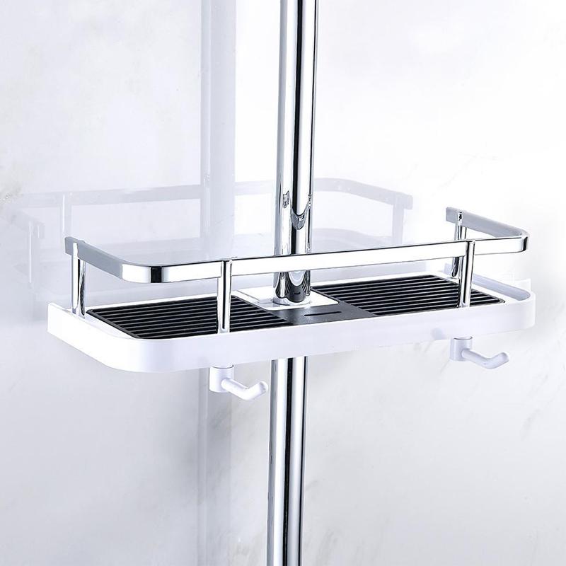 "Justerbar, rustbestandig dusjstang i stilren design for baderom; praktisk oppbevaring med moderne touch."
