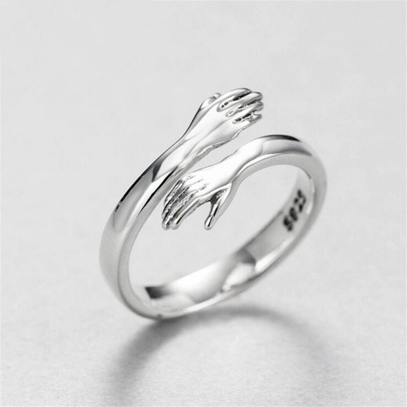 Justerbar sølvfarget klemring, unisex, symbol på kjærlighet og vennskap, smykke for kvinner