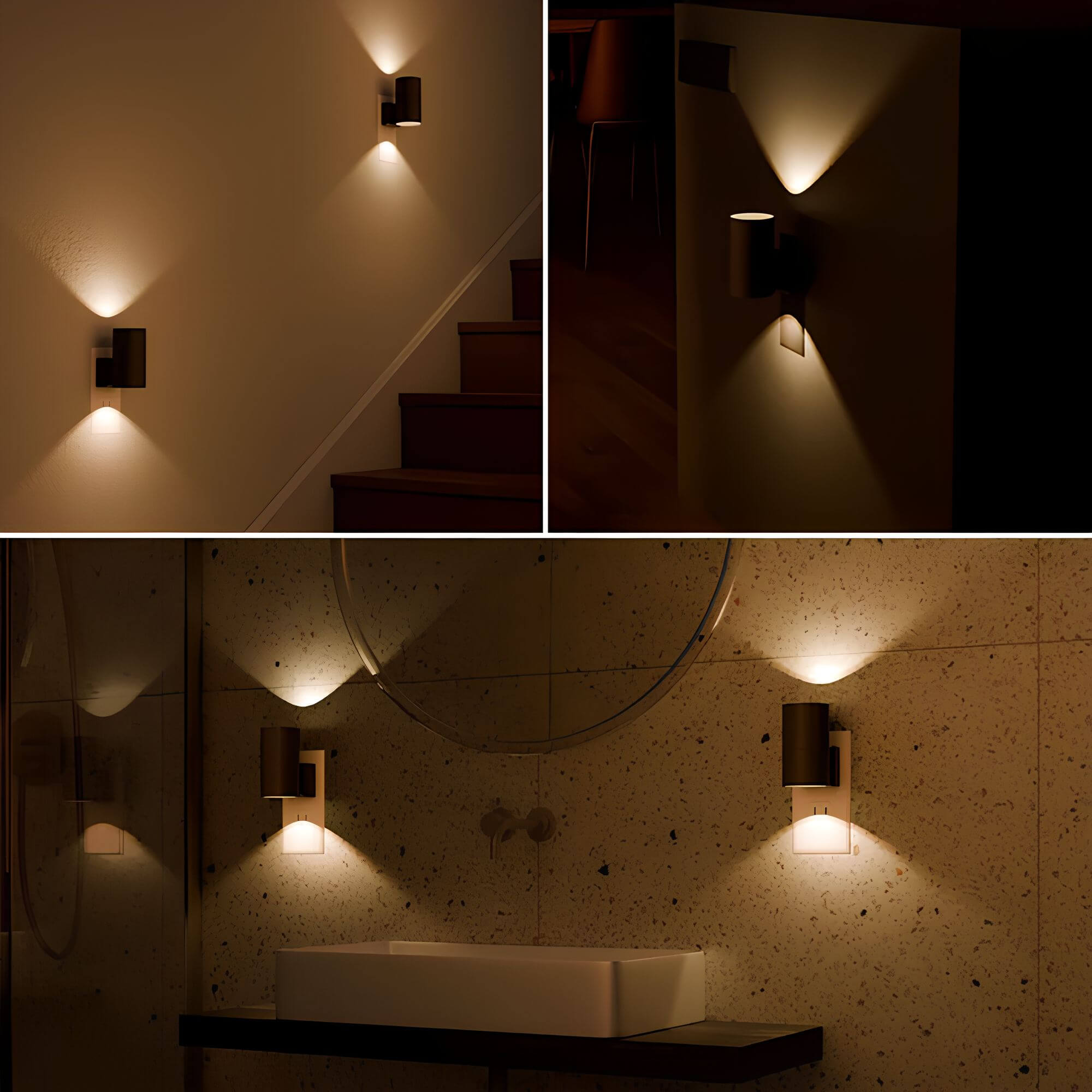 Plug-in LED nattlys med smart skumringssensor og justerbar lysstyrke. Ideelt for hjemmets mørke områder.