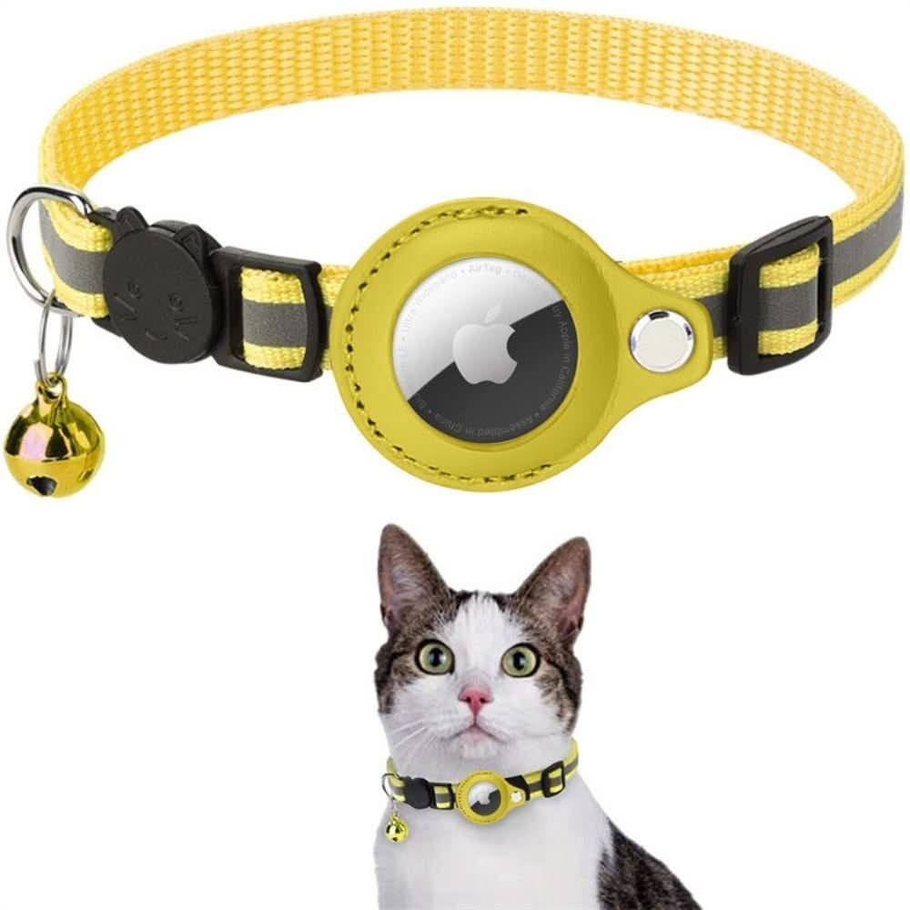 Ergonomisk katt halsbånd i myk nylon, justerbart med reflekterende effekter og designet for GPS-enhet.