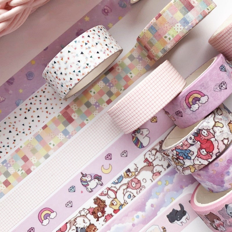 DIY-dekorasjon: Kawaii washi-tape sett, 5 ruller, for å legge til sjarm i hverdagen.