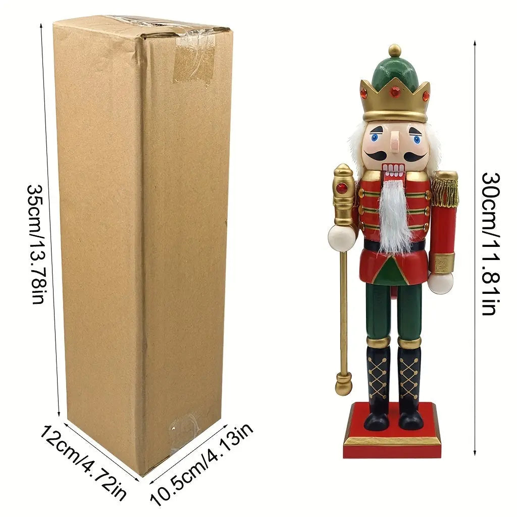 Fargerik nøtteknekker trefigur, 30 cm. Tradisjonell juledekorasjon og festlig julepynt.