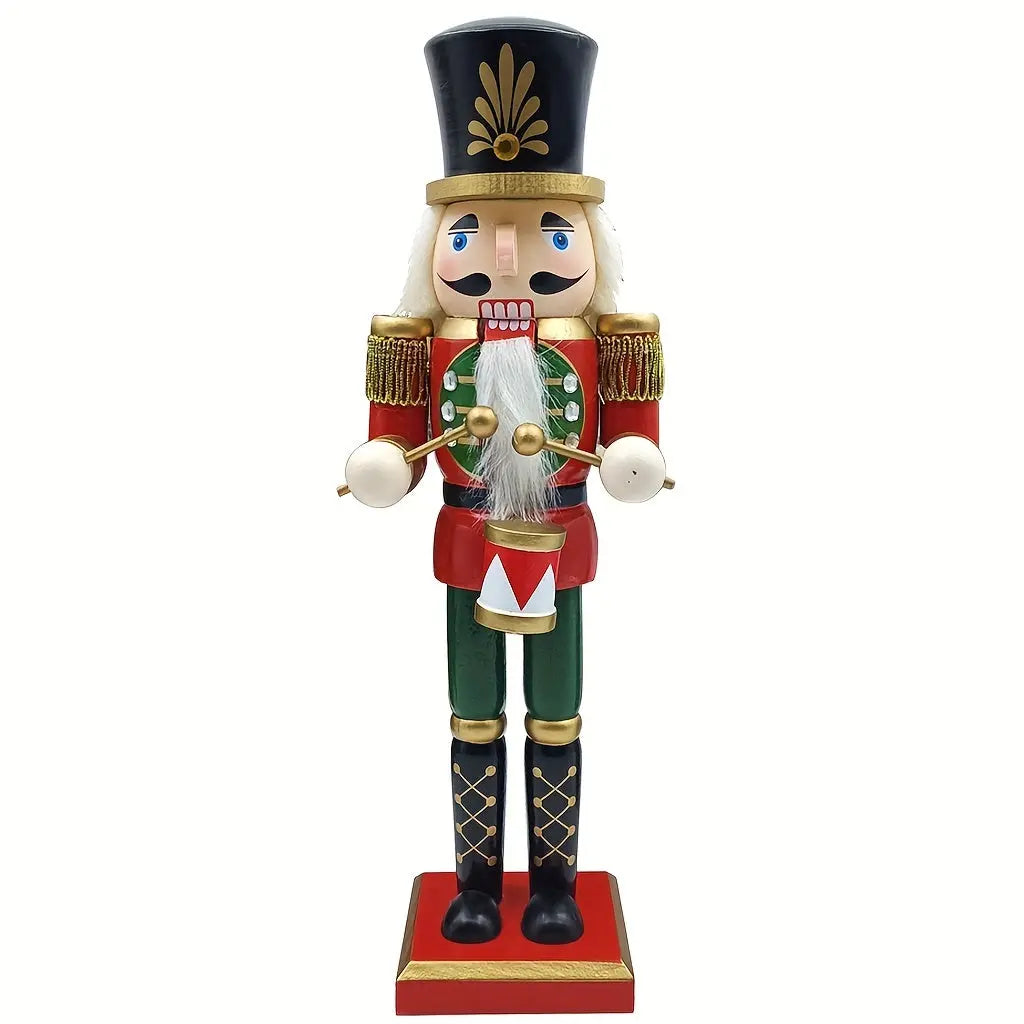 Nøtteknekker juledekorasjon, 30 cm trefigur. Festlig julepynt, tidløs sesongdekorasjon.