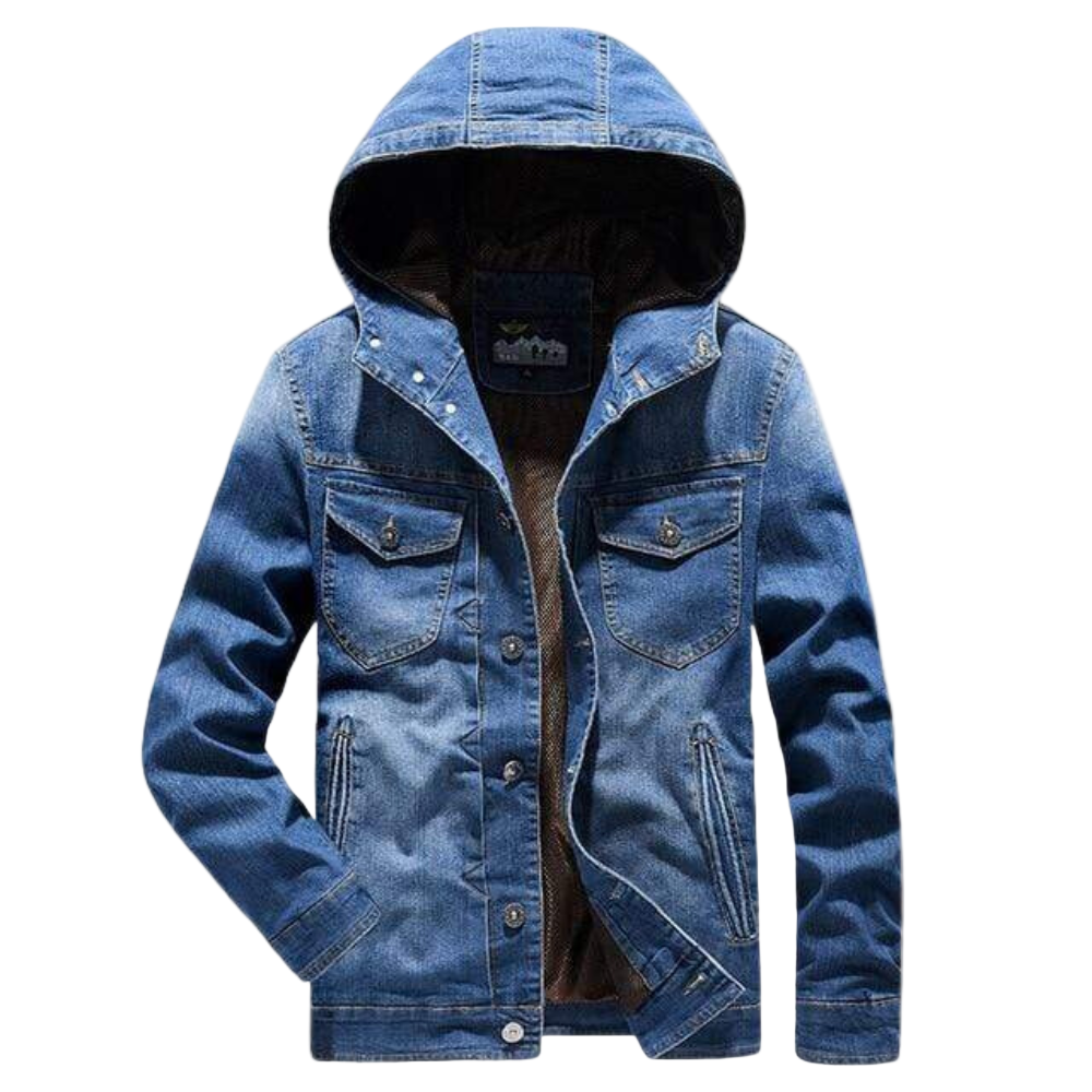 Klassisk herre denimjakke i blått for allsidig stil, perfekt som vår- eller høstjakke for menn.