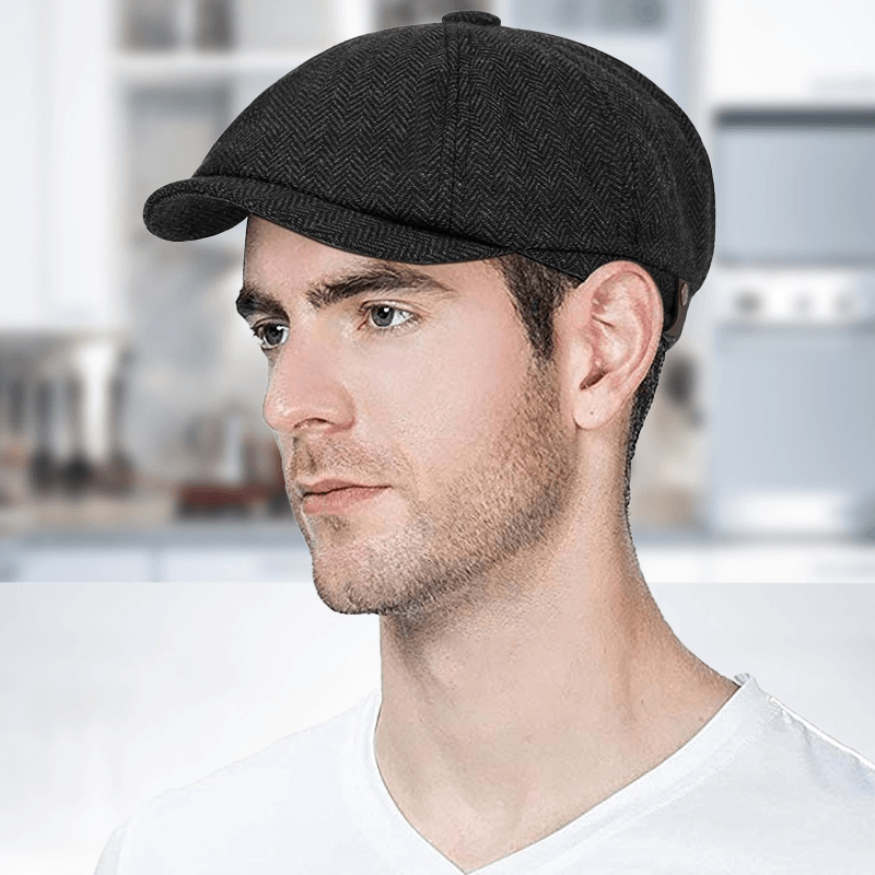 "Klassisk retro sixpence hatt i bomull, elegant grå tone, justerbar passform for stilfull og komfortabel hodebekledning."