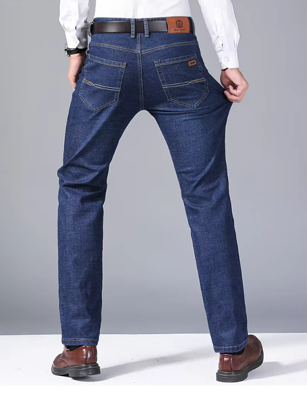 Klassiske blå herrejeans som kombinerer tidløs design med komfort for enhver anledning.