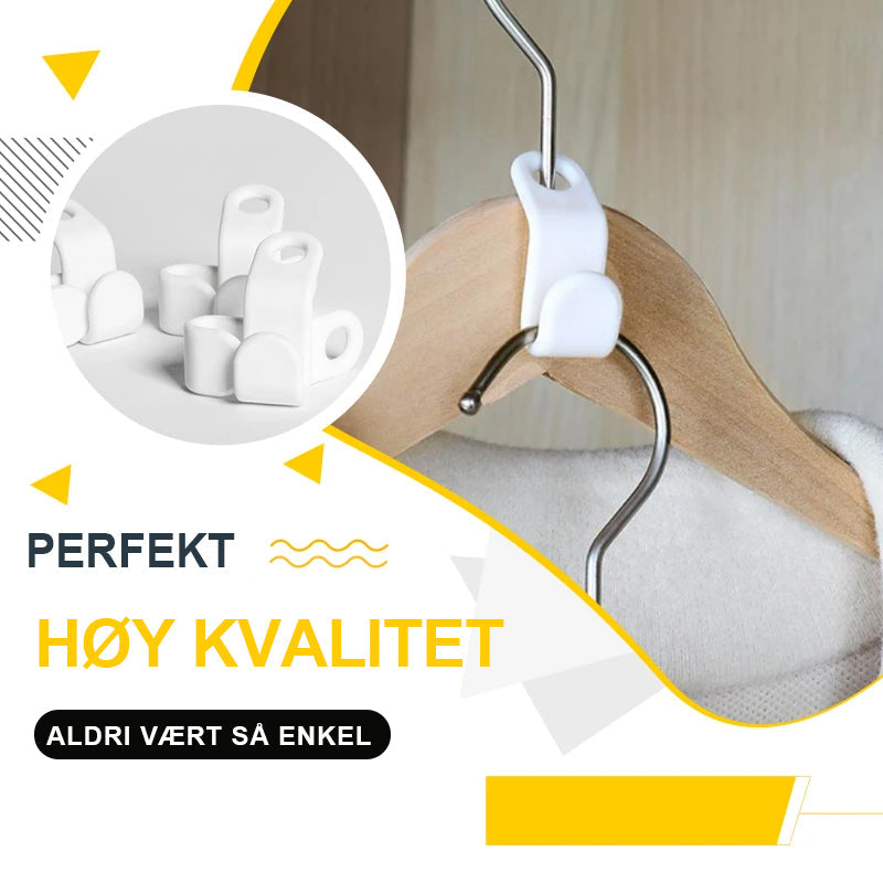 Kleshenger kroker i robust plast med spor og krok for effektiv plassbesparelse, ideell for organisert klesskap.