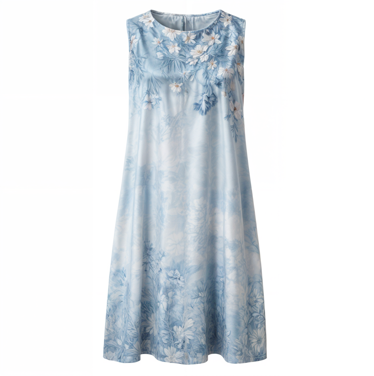 Vintage-inspirert knelang sommerkjole med blomstermønster og tilhørende cardigan, et komplett antrekk.